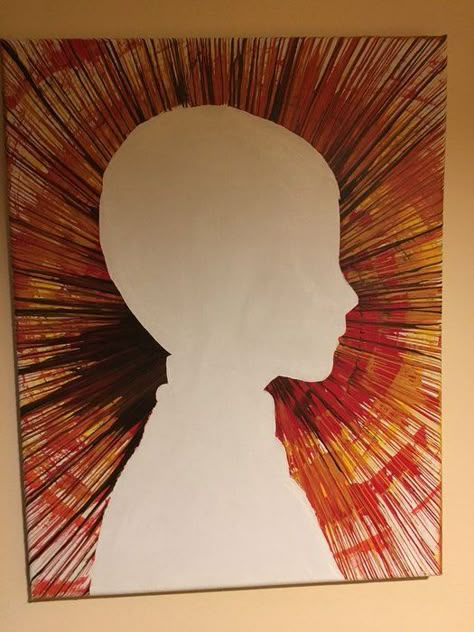 Picture of Spin Art Silhouette Silhouette Art Portrait, Spin Art For Kids, Spin Art Ideas, Calendar Picture Ideas, Silhouette Art Ideas, Shadow Profile, Spinning Art, Kids Silhouette, Arts And Crafts For Teens