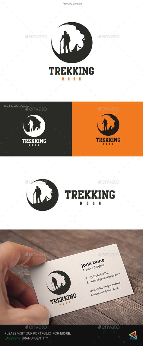 Trekking Quotes, Hiking Logo, Journey Logo, Adventure Logo, Moon Logo, Human Logo, Bold Logo, Travel Logo, Get It Now