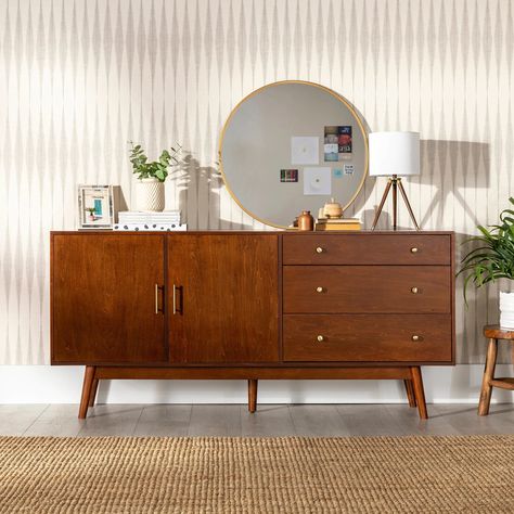 Middlebrook 70-inch Mid-Century Modern Buffet Console - On Sale - Bed Bath & Beyond - 30944458 Mid Century Modern Bookshelf, Mid Century Modern Buffet, Mid Century Modern Sideboard, Modern Buffet, Modern Bookshelf, Buffets And Sideboards, Buffet Console, Mid Century Sideboard, Unique Interior Design