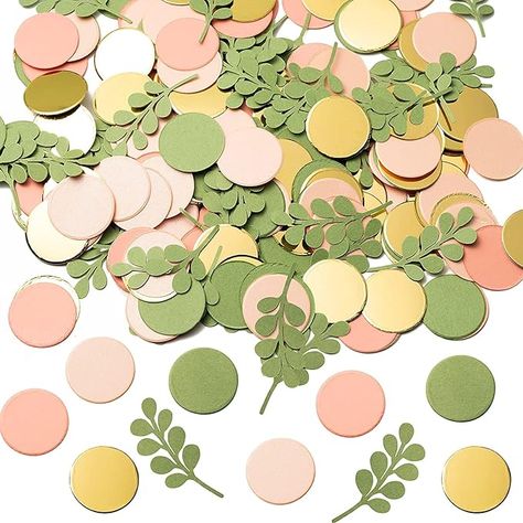 Amazon.com: BeYumi 300Pcs Sage Olive Green Peach Blush Round Scatter Confetti Dots Greenery Eucalyptus Paper Confetti Table Decoration Bridal Wedding Confetti Baby Shower Birthday Summer Holiday Party Supplies : Home & Kitchen Baby Shower Verde, Leaf Confetti, Green Baby Shower, Confetti Birthday, Sage Wedding, Paper Confetti, Confetti Dots, Peach Blush, Peach And Green