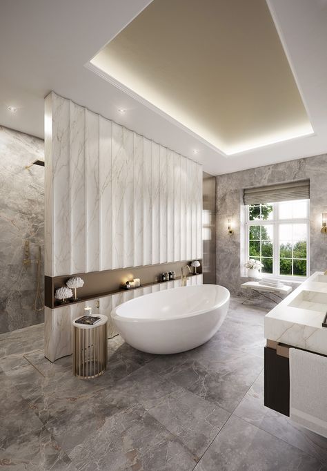 A place of gathering, entertaining, socialization, or just pure relaxation. Luxury Bathroom Master, Modern Luxury Bathroom, Luxury Home Design, Bathroom Inspiration Modern, Bathroom Decor Luxury, Washroom Design, Bathroom Design Inspiration, Bathroom Design Decor, Luxury Bedroom Master