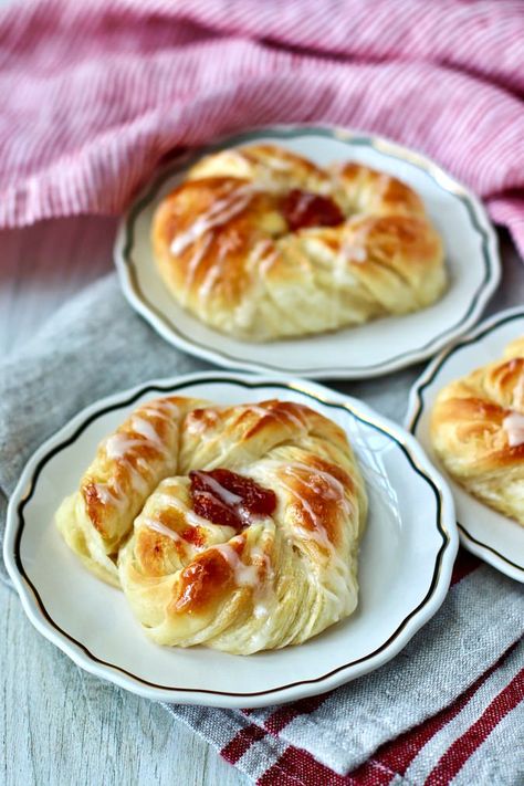 Glazed Danish pastry #pastry #croissant #danishpastry Orange Danish, Pastry Croissant, Tea Breads, Danish Pastries, Beautiful Baking, Orange Jam, Danish Dough, Yeast Dough, Breakfast Specials