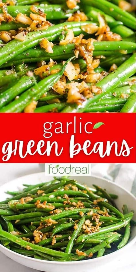 Sautéed Garlic Green Beans are a healthy, easy to prepare vegetable side dish ready in under 15 minutes. Fresh green beans are tossed with olive oil and savory garlic then ready to be enjoyed year round or at the holidays. How To Prepare Green Beans, Easy Green Bean Side Dish, How To Blanch Green Beans, Garlic Green Beans Sauteed, Fresh Green Beans How To Cook, Green Bean Recipes Oven, Best Green Bean Recipe, Sauteed Garlic Green Beans, Whole Green Beans