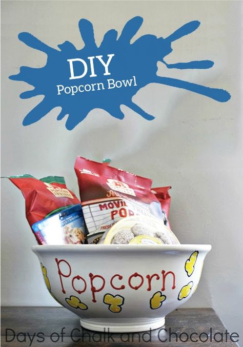 Decorate this DIY popcorn bowl and fill it with all the best popcorn flavors and toppings to create the perfect family gift! Popcorn Bowls Personalized, Cricut Bowl Ideas, Popcorn Bowl Ideas, Personalized Popcorn Bowl, School Auction Art Projects, Movie Night Basket, Auction Gift Basket Ideas, Popcorn Flavors, Personalized Bowls