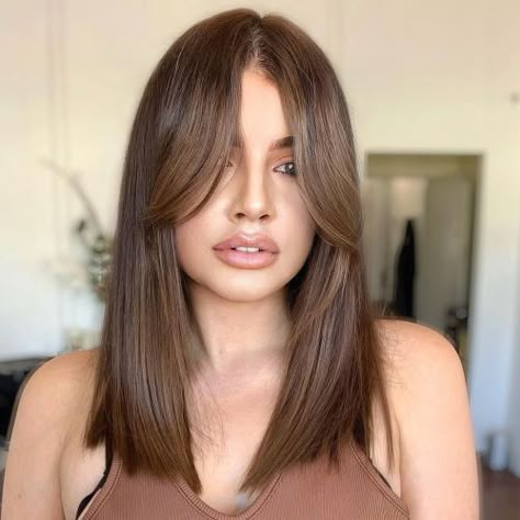 Straight Hairstyle with Face Framing Layers Tuns Bob Lung, Straight Layered Hair, Straight Hair Cuts, Low Maintenance Hair, Shoulder Length Hair Cuts, Haircuts For Medium Hair, Haircuts Straight Hair, Hairstyles Curly, Medium Hair Cuts