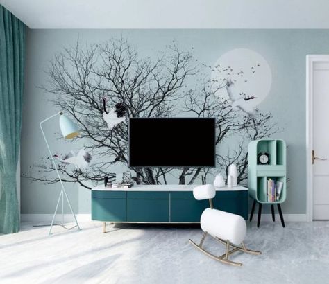 Decorate Tv Wall, Wall Behind Tv, Deco Tv, Tv Wand, 3d Tree, Entertainment Wall, Tv Wall Decor, Wall Mural Wallpaper, Living Room Tv Wall