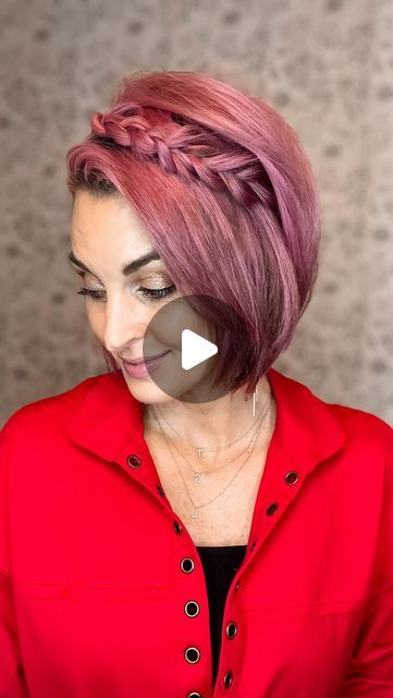 Karen Lester on Instagram: "Hair Hack for all of us short hair girls! 🩷 TBH I’m not sure why I didn’t think of this simple hair style hack earlier! Make your braid look longer by doing this! #hairstyles #hairstylehack #viralhairstyles" Cute Hairstyles For Really Short Hair, Hair Hack, Really Short Hair, Hair Girls, Simple Hair, Girl Short Hair, All Of Us, Hair Hacks, Cute Hairstyles