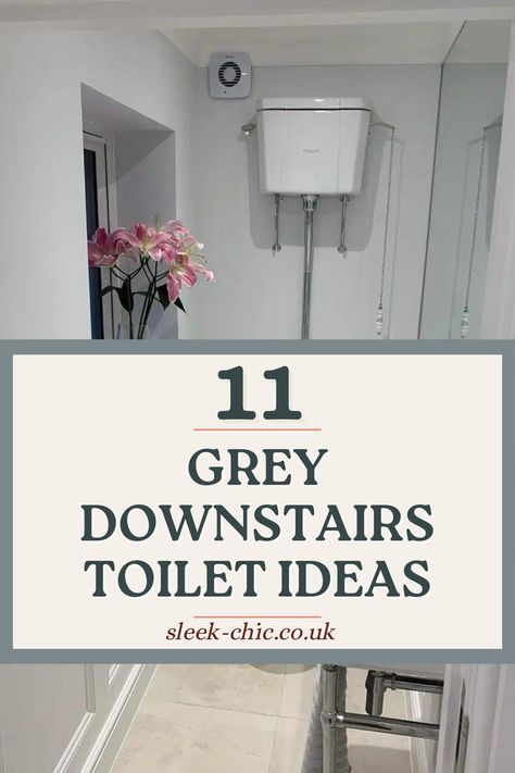 Downstairs toilets are synonymous with being small, poxy and often forgotten, but why not make them the star of their own show? Looking for some inspiration for this difficult to please room? Here are some grey downstairs toilet ideas that will make your guests jealous! Toilets With Sinks On Top, Downstairs Toilet Ideas Neutral, Grey Downstairs Toilet Ideas, Downstairs Toilet Decor Ideas, Small Clock Room Toilet Ideas, Grey Toilet Tiles, Grey Downstairs Toilet, Grey Toilet Ideas, Small Loo Ideas