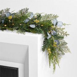 How To Hang Garland On A Mantle (Or Mantel) - Rambling Renovators Eucalyptus Garland Mantle, Mantle For Christmas, Mantle Inspiration, Winter Mantel Decor, Pine And Eucalyptus, Faux Garland, Jolly Green Giant, Garland Mantle, Christmas Fireplace Mantels