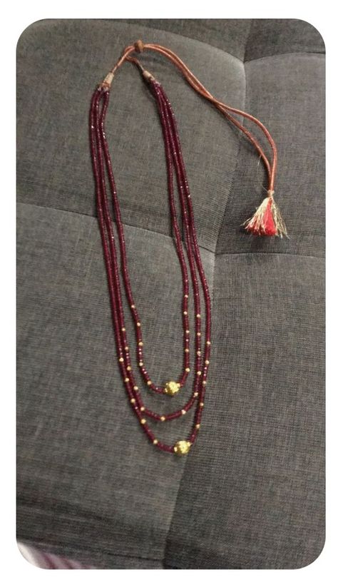 Ruby Beads Necklace Designs, Red Beads Jewellery, Ruby Beads Mala, Ruby Necklace Designs, Ruby Jewelry Necklaces, Indian Jewellery Gold, Gold Bangles For Women, Simple Jewellery, Black Beads Mangalsutra Design