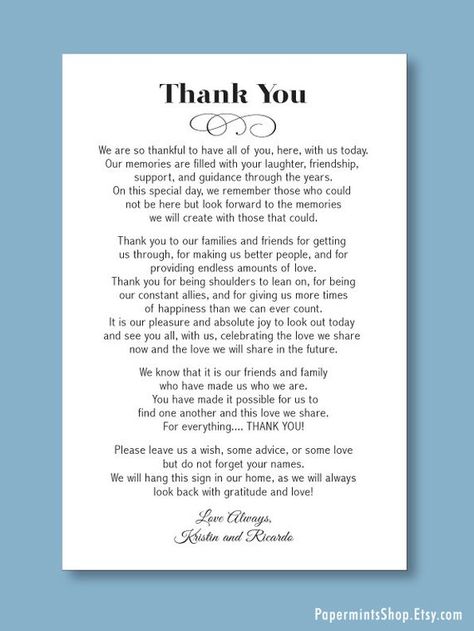 Thank You Speech Wedding, Thanks Speech, Photo Paper Frame, Wedding Thank You Messages, Writing Vows, Thank You Poster, Custom Return Address Stamp, Thank You Sign, Reception Sign