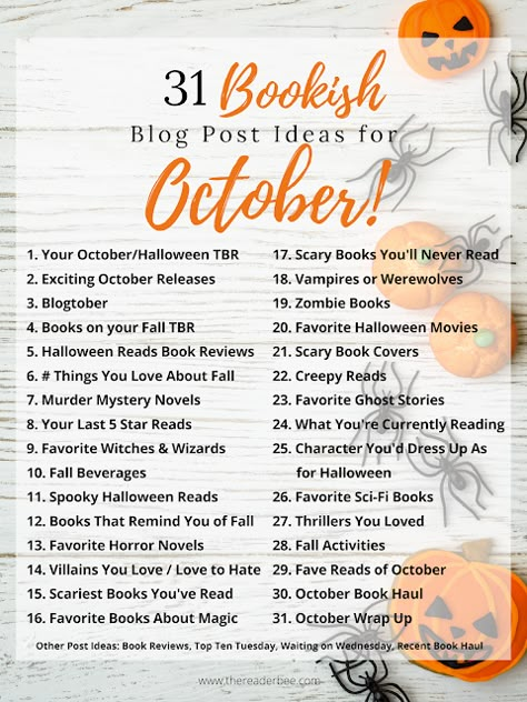 October Bookstagram Challenge, Bookish Blog Post Ideas, October Bookstagram, October Book Challenge, Bookstagram Challenge Posts, October Blog Post Ideas, October Vlog Ideas, Book Blog Post Ideas, Book Podcast Ideas