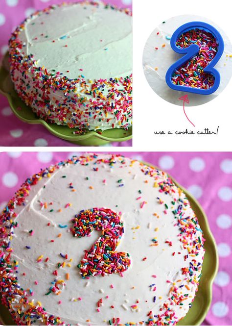 How To Add a Sprinkle Number To Your Birthday Cake -- use a number cookie cutter!    http://littlelifeofmine.com/2011/04/birthday-cake.html Summer Drinks Nonalcoholic, Homemade Birthday Cakes, Easy Birthday, Gateaux Cake, Birthday Cake Kids, Easy Cookies, Homemade Cakes, Kids Cake, Let Them Eat Cake