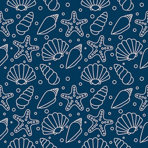 Sea shells seamless pattern. tropical sh... | Premium Vector #Freepik #vector #conch #conch-shell #sea-star #seashell Sea Shells Background, Sea Pattern Design, Ocean Pattern Illustration, Ocean Pattern Design, Sea Pattern Illustration, Shells Underwater, Sea Shells Wallpaper, Ocean Patterns, Underwater Pattern