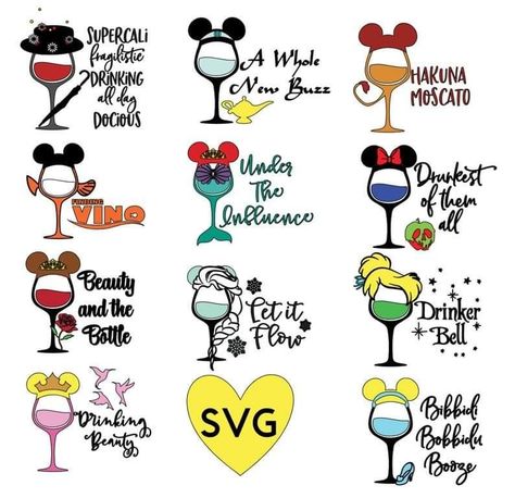 Disney Diys, Disney Wine Glasses, Freshie Ideas, Wine Glass Svg, Disney Bachelorette, Disney Decals, Bill Pay, Diy Wine Glasses, Cup Decorating