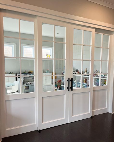 French Doors For Office, French Doors Interior Office, Doors For Office, Georgia Core, French Doors With Transom, Office French Doors, Office With French Doors, Library Door, Glass Barn Doors Interior