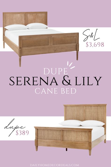 King Size Footboard, Cane Headboard Bed, Cane Bed Frames, King Headboard And Footboard, King Bed With Footboard, Bed With Headboard And Footboard, Beds With Footboard, Size Of King Bed, Serena And Lily Guest Room