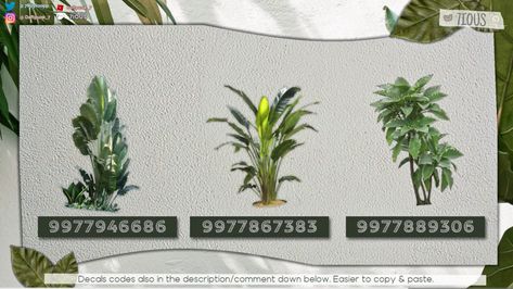 Surburban House, Palm Tree Decals Bloxburg, Bloxburg Tree Decals, Bloxburg Plants, Bloxburg Plant Decals Codes, Plant Decals Bloxburg, Plant Decals, Bloxburg Realistic, Picture Decals