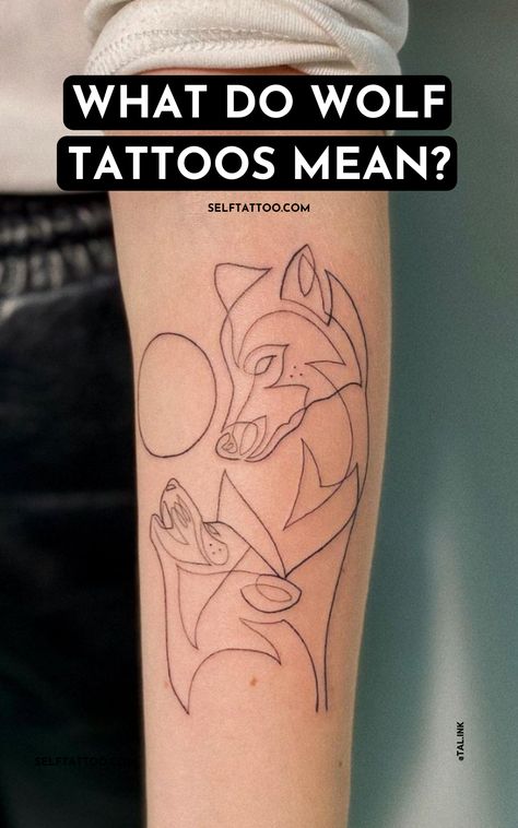 Wolve Tattoo Design, Wolves Family Tattoo, Two Wolf Tattoo Design, Meaning Of Wolf Tattoo, Wolf Tattoo Meaning For Women, She Wolf Tattoos For Women, Womens Wolf Tattoo, Wolve Tattoo Woman, Small Wolf Tattoo Simple