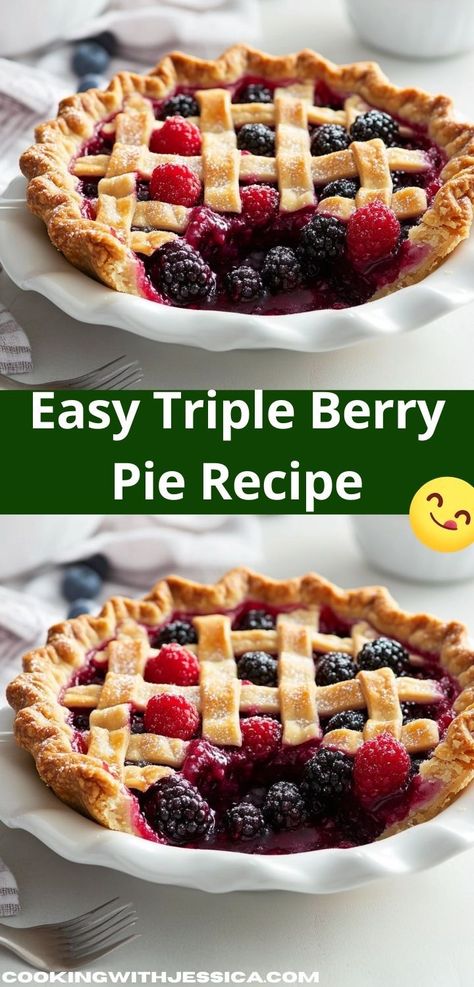 Looking for a show-stopping dessert? This Triple Berry Pie Recipe combines vibrant flavors and easy preparation. Delight your guests with this scrumptious option that’s perfect for holidays or special occasions. Berry Pie Filling, Summer Pie Recipes, Berry Pie Recipe, Triple Berry Pie, Mixed Berry Pie, Tart Dessert, Strawberries Blueberries, Berry Pie, Flaky Pie Crust