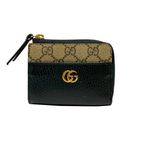 Gucci Wallet with GG Gold-Tone Logo and Hardware and L Shape Zip Closure Designer = Gucci Color = Black/Brown Material = Leather Blend Condition = Very Good Location: Chicago Item Number: 4307-240 Item ID: 320736 Category: Wallet Gucci Wallet, Black And Brown, Black Color, Wallet, Gucci, Black