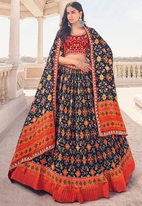 Patola Lehenga, Navy Blue Lehenga, Heavy Lehenga, Blouse Lehenga, Saree Bollywood, Indian Lehenga Choli, Party Wear Lehenga Choli, Blue Lehenga, Lehenga Online