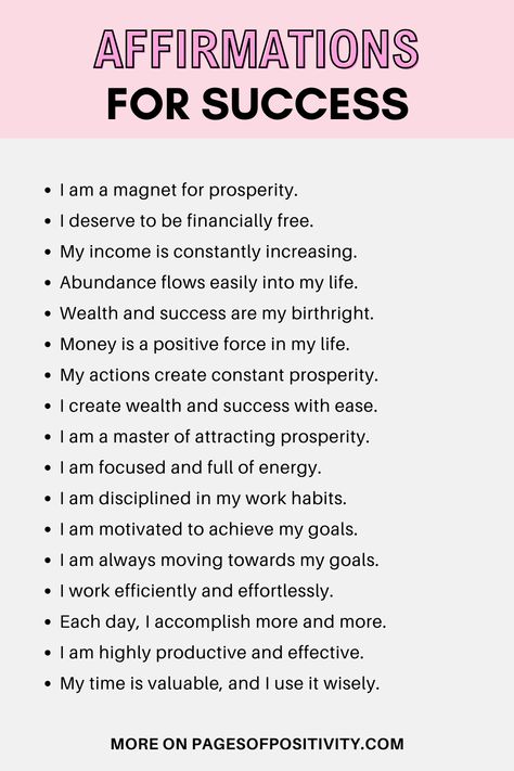 a pin that says in a large font Affirmations for Success Smartness Affirmations, Manifest Successful Business, Bold Affirmations, Different Types Of Affirmations, Affirmation Instagram Story, I Am A Billionaire Affirmation, 777 Affirmation, Work Affirmations Positive Thoughts, Manifestation Affirmations For Job