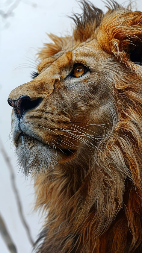 An illustrative portrait of a lion showcasing its strength and grace, symbolizing the majestic roar of the wild. Lion Close Up, Lion Head Photography, Beautiful Lion Photography, Lion Profile Picture, Real Lion Pictures, Lion Looking Up, Lion Face Photography, Tiger Side Profile, Lion Portrait Photography