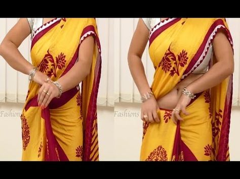 How To Wear Saree Perfectly Step By Step | DIY Saree Draping - YouTube How To Saree Draping, Wear Saree Step By Step, How To Tie Saree Perfectly, How To Wear Saree Tutorials, Sari Draping Styles, How To Wear A Sari, Pagan Clothes, Sari Draping, Saree Drapes