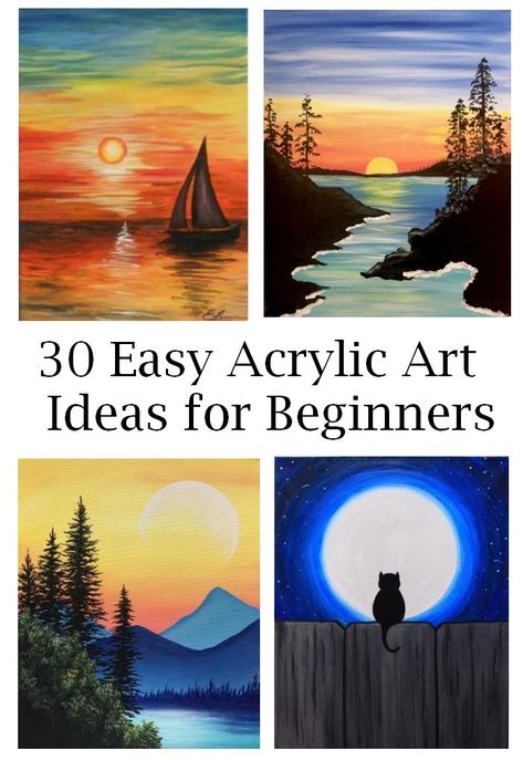 30 Easy Landscape Painting Ideas for Beginners -- Easy Tree Acrylic Pa – Art Painting Canvas Acrylic Art Ideas, Easy Nature Paintings, Acrylic Painting Ideas For Beginners, Easy Acrylic Painting Ideas, Easy Landscape, Easy Landscape Paintings, Painting Ideas Easy, Abstract Wall Art Painting, Easy Flower Painting