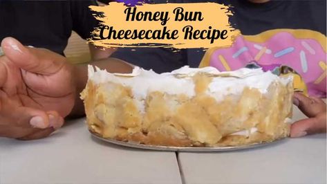 Whether you're looking for something special for your next party or just want an easy treat at home, honey bun cheesecake will definitely hit the spot! It is Honey Bun Cheesecake Recipe, Honey Bun Cheesecake, Honeybun Cheesecake, Crazy Cake, Cheesecake Pudding, Caramel Glaze, Honey Bun, Easy Treat, Easy To Make Desserts