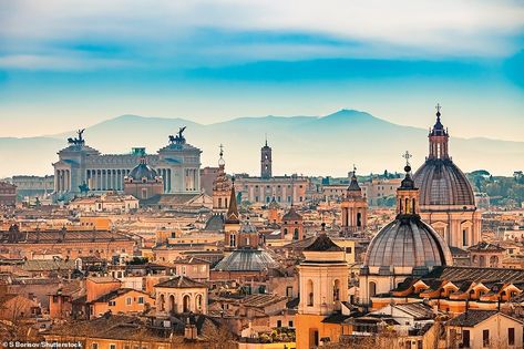 The imposing buildings of the Italian capital city, Rome. Between 100BC and 400AD, Rome wa... Images Of Italy, Rome Landscape, Rome Attractions, Rome Itinerary, Rome Travel Guide, Cheap Places To Travel, Rome City, Italy Landscape, Building Information Modeling