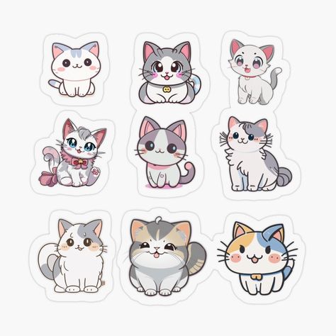 Cute Cat Stickers Printable, Printable Cat Stickers, Cat Stickers Printable, Cute Cat Stickers, Cats Stickers, Korean Stickers, Anime Drawing Books, Stickers Printable, Plastic Stickers