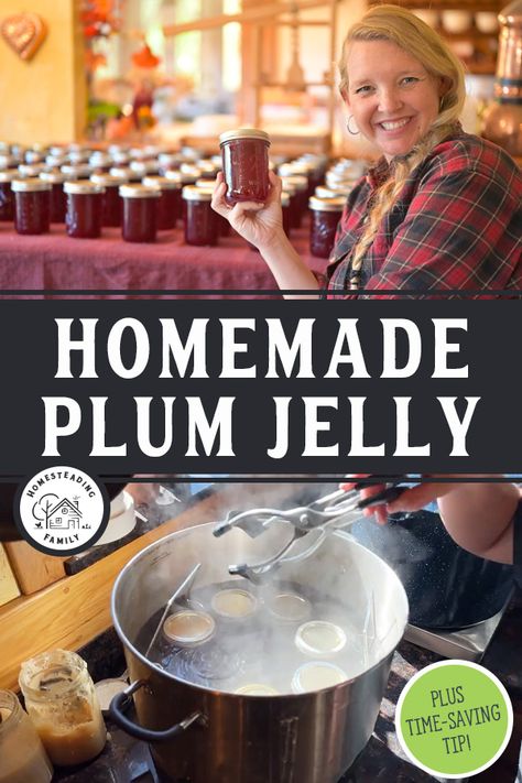 How To Make Plum Jelly, Plum Jelly Recipes For Canning, Plum Jelly Recipe Easy, Steam Juicer Recipes, Plum Juice Recipes, Plum Jelly Recipe, Canning Plums, Steam Juicer, Homesteading Family