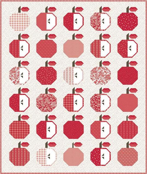 Apple Season Quilt Boxed Kit | Riley Blake Designs Apple Quilt, Red Delicious Apples, Apple Season, Riley Blake Fabric, Fabric Kit, Fall Quilts, Fabric Red, Apple Fruit, English Paper Piecing