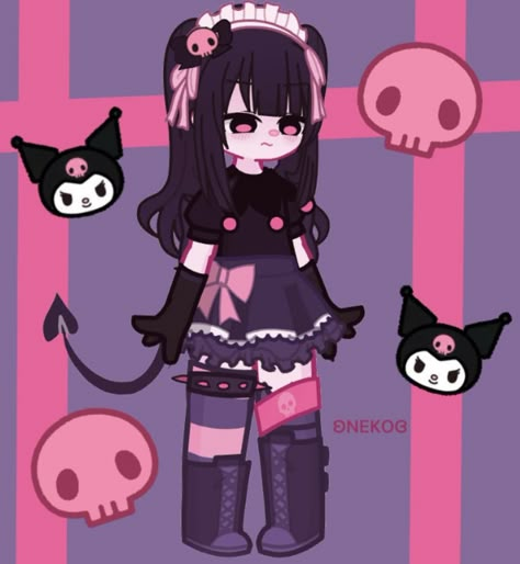 Kuromi Items, Sanrio Outfits, Gacha Outfit, Gacha Outfits, Gacha Stuff, Club Ideas, Gacha Club, Club Outfits, Gacha Life