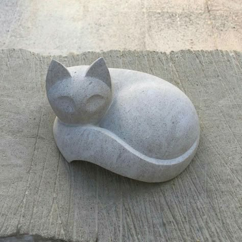 Concrete Animals, Soapstone Sculpture, Ceramic Cats Sculpture, Cat Sculpture, Stone Carving Sculpture, Ceramic Vases Design, Geometric Cat, Soap Carving, Coil Pottery