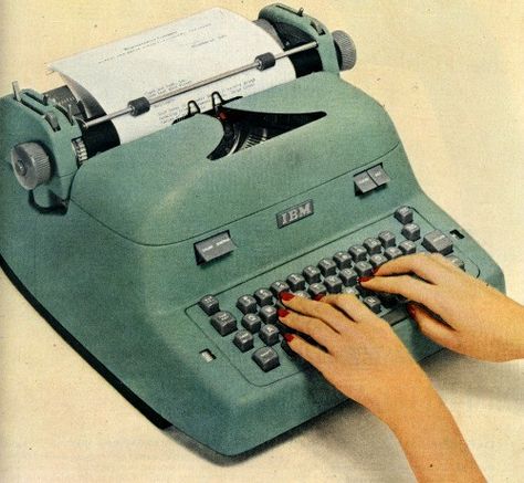 1950s Magazine, Electric Typewriter, Writing Machine, Good Year, Library Decor, Old Magazines, Vintage Office, Old Ads, Vintage Typewriters