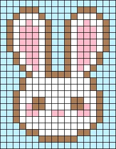 Pixel Art Pattern Animals, Pixel Bunny Art, Pixel Art Boba, Kawaii Pixel Art Grid, Rabbit Pixel Art, Bunny Perler Beads, Easter Pixel Art, Pixel Art Grid Easy, Bunny Pixel Art