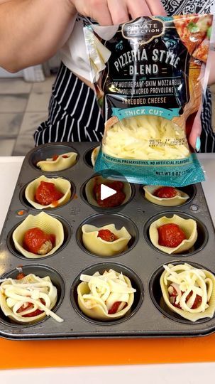 172K views · 1.6K reactions | Easy 4-ingredient appetizer | Easy 4-ingredient appetizer

Rachel makes a cheesy appetizer using a muffin pan | By Kiera & Ryan & Danny & Justine | Our last jumbo shell here. I've
cooked these to like an albante. Flipped it and then
popped it right into my greased muffin tin. Once your muffin
dish is filled, get yourself some home style meatballs.
These are the mini little bite-sized meatballs and
they're pre-seasoned. So just put your little seasoned
meatball right into each and every one of your flipped
shells. Right? So these are those jumbo shells. They
perfectly nestle one little meatball in each single one and
ironically, they somehow fit in a muffin tin. I don't know. I
saw a friend of mine make these and I was like, oh my gosh, I
have got to give this Home Style Meatballs, Air Fryer Recipes Chicken Wings, Jumbo Shells, Appetizer Easy, Individual Appetizers, Chicken Stuffed Shells, Shell Pasta Recipes, Air Fryer Recipes Dessert, Mini Cupcake Pan