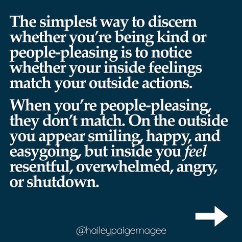 Hailey Magee on Instagram: "Many people-pleasers are ALSO genuinely empathetic, generous, and kind. This can make discerning whether our giving is rooted in kindness or people-pleasing really tricky. 

I use this one, simple trick with my clients all the time to help them determine the difference. 

Like I write in my book STOP People Pleasing and Find Your Power: "A little-known secret about breaking the people-pleasing pattern is that it enables us to experience the joy of giving anew. Strange, isn’t it? You would think that leaving people-pleasing behind means giving less: being less generous, less kind, less compassionate.

But in truth, breaking the people-pleasing pattern is the gateway to a rich, new terrain of giving: a giving that is sincere, genuine, and boundaried. 

Now our off People Pleasers Truths, How To Stop People Pleasing, People Pleasing Quotes, Stop People Pleasing, Disappointment In People, People Pleasers, Codependency Recovery, Close Minded, Joy Of Giving