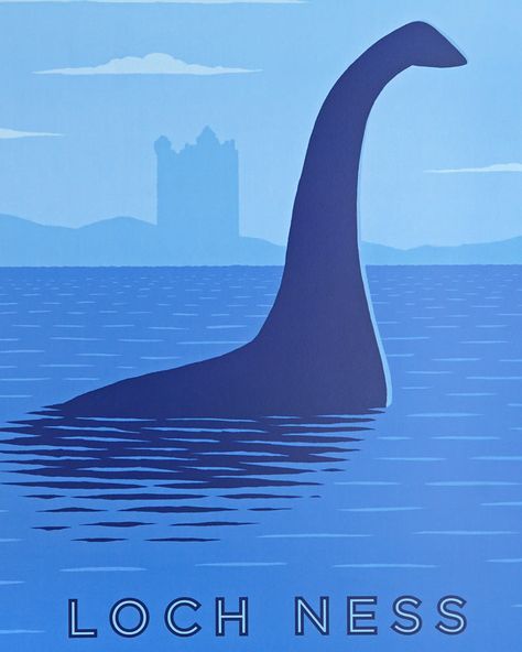 Loch Ness, Scotland Travel Poster Print (11" x 17") – Strange Ways Monster Silhouette, Loch Ness Scotland, Scotland Art, Silhouette Frames, Loch Ness Monster, Loch Ness, Nursery Inspo, Scotland Travel, The Castle