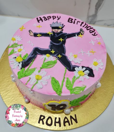 Gojo Cake Design, Jujutsu Kaisen Cake Ideas, Gojo Satoru Cake Design, Jjk Cake Ideas, Jujutsu Kaisen Cakes Birthday, Jjk Birthday Cake, Gojo Birthday Cake, Gojo Satoru Birthday, Anime Cake Design Birthday