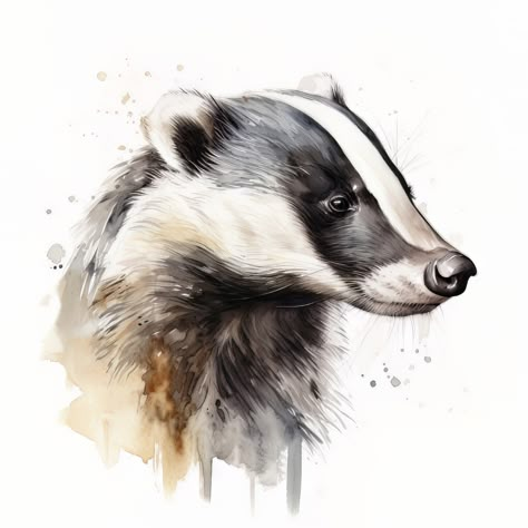 Get this digital art on a variety of art prints on ArtStation. This mesmerizing watercolor painting of a badger showcases the incredible capabilities of artificial intelligence in the world of art. The lifelike texture and exquisite attention to detail capture the unique beauty and essence of the subject, making it a true masterpiece. Badger Animal, Badger Tattoo, Badger Art, Badger Illustration, Woodland Mural, Animal Digital Art, Tier Tattoo, Watercolor Art Paintings, Portrait Watercolor