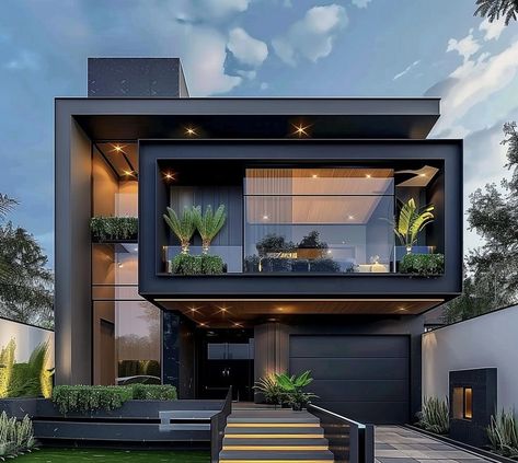 Fachada Industrial, House Structure Design, Latest House Designs, Modern Small House Design, Modern Villa Design, Building House Plans Designs, Modern House Facades, House Arch Design, Modern Exterior House Designs