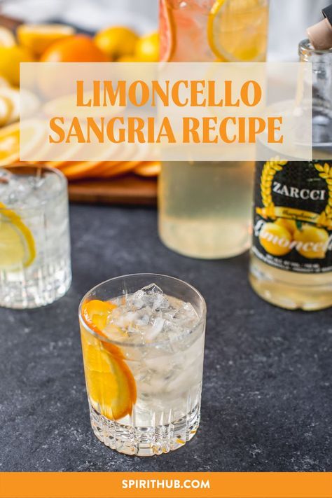 Limoncello Sangria | Brunch Drinks Limoncello Sangria Recipe, Limoncello Sangria, Gin And Limoncello Cocktail, Lemon Cello Spritzer, Drinks With Lemon Cello, Porch Drinks, Big Batch Cocktails, Lemonchello Drinks Limoncello Recipe, Brunch Cocktail Recipes