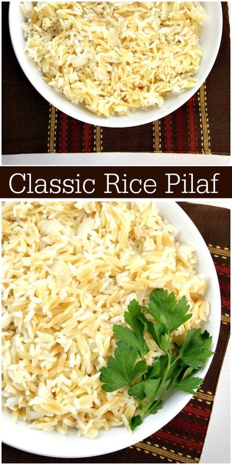 Classic Rice Pilaf recipe from RecipeGirl.com #classic #rice #pilaf #recipe #RecipeGirl Best Rice Pilaf, Pilau Recipe, Harvest Bowls, Rice Sides, The Best Rice, Vegan Chickpea Curry, Rice Pilaf Recipe, Pilaf Recipe, Best Rice