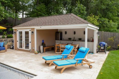 Pool House Pavilion, Cabana Ideas Backyard, Pool Upgrades, Vinyl Beadboard, Roof Pool, Pool Sheds, Pool House Ideas, Cabana Ideas, Backyard Pool House