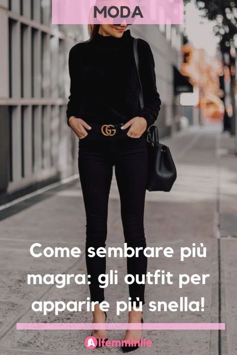 Dimagrire ad ogni costo? Abbiamo un'idea migliore: con qualche trucchetto e il look giusto, "visivamente" puoi perdere anche più di qualche chilo! Outfit Alla Moda, Trendy Curvy Outfits, Black Jeans Outfit Casual, Black Jeans Outfit Spring, Black Jeans Outfit Winter, Black Jeans Outfit Fall, Moda Over 50, Casual Chic Winter, Moda Casual Chic