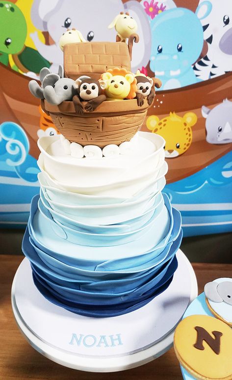 Noah's Ark 1st Birthday Party by A&K Lolly Buffet Buffet Cake, Lolly Buffet, Props Photography, Birthday Thanks, Cake Cupcakes, Table Styling, Personalized Artwork, Noah's Ark, 1st Birthday Party